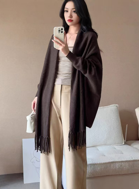 100%纯羊毛斗篷披肩女2026新款