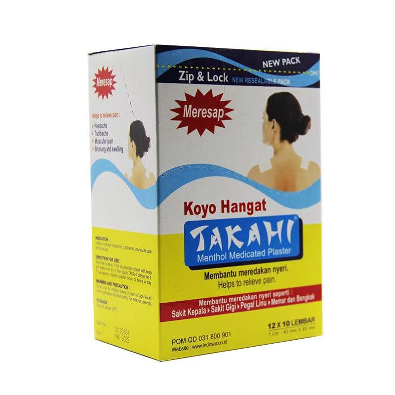 印尼南洋永丰原装进口TAKAHI大家喜薄荷醇贴肩贴颈贴头痛一盒12包