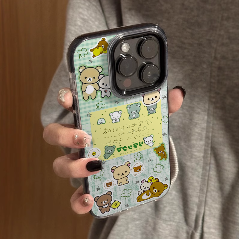 可爱卡通绿色日文四叶草轻松熊
