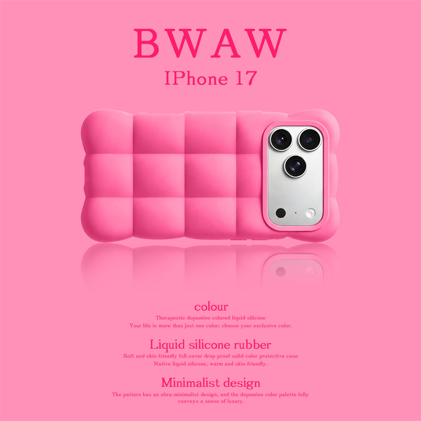 BWAW 纯色Cloud系列云想液态硅胶手机壳棉云白/晨空蓝/奶糖粉适用于苹果iPhone17全包17promax防摔17pro女款