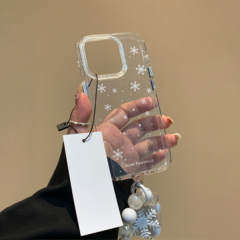雪花立体清透高级感手机壳挂绳