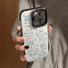 ins风线条茶杯猫咪 适用苹果手机壳16promax全包边防摔15pro可爱iPhone14小众高级感13简约创意12女生11网红