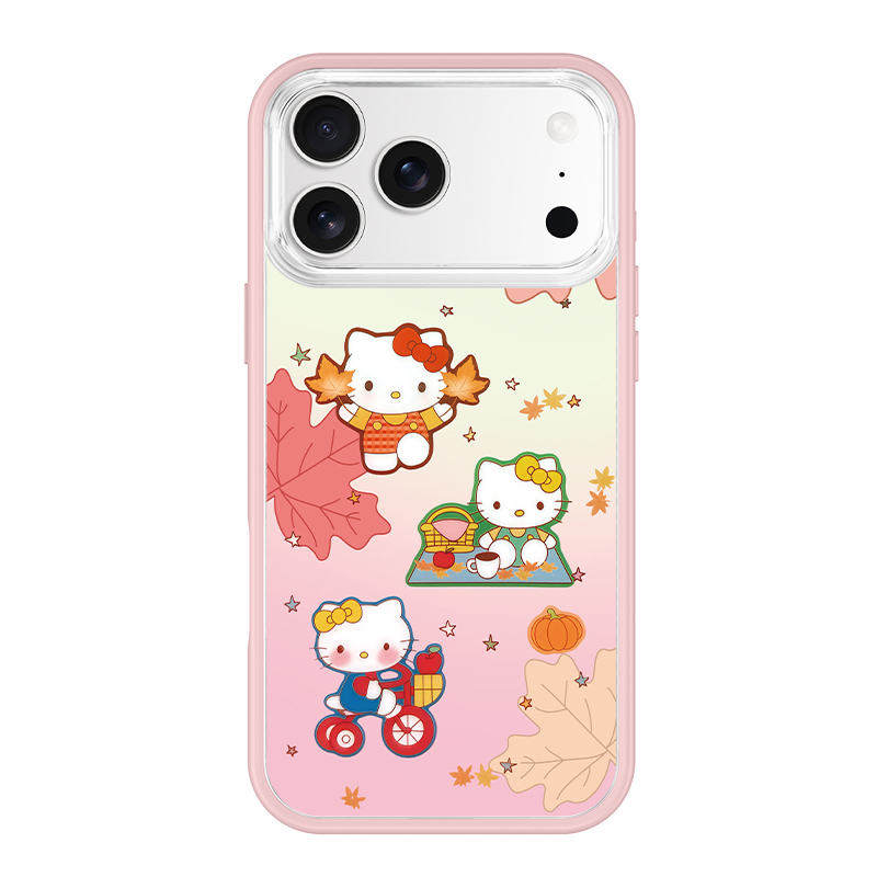 秋冬粉色晕染枫叶kitty适用苹果