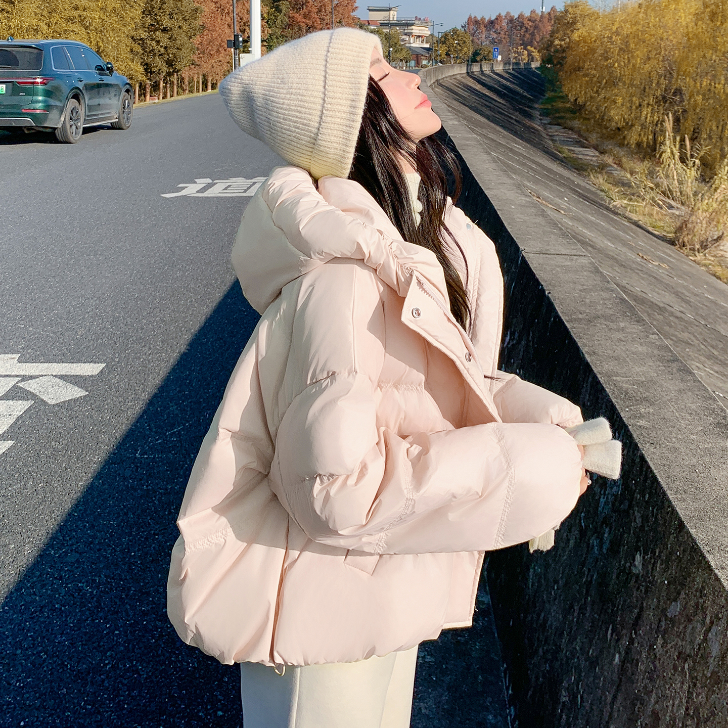 粉色羽绒服女冬季女款冬装厚外套