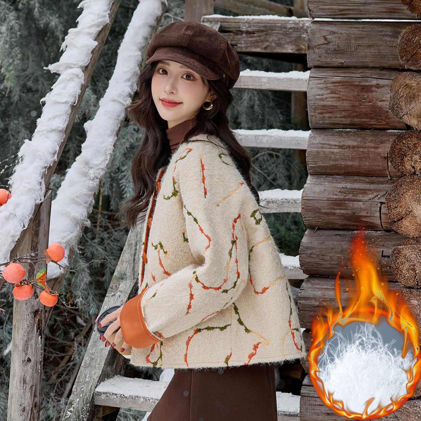 中国风刺绣羽绒服白鸭绒加厚外套