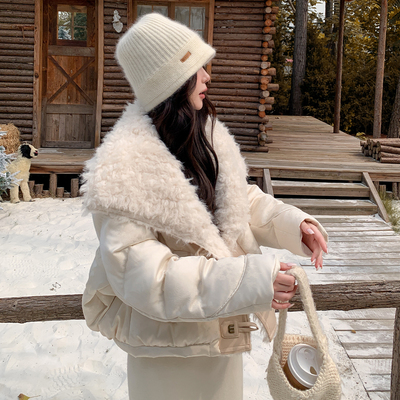 独特漂亮白色羽绒服高端加厚外套