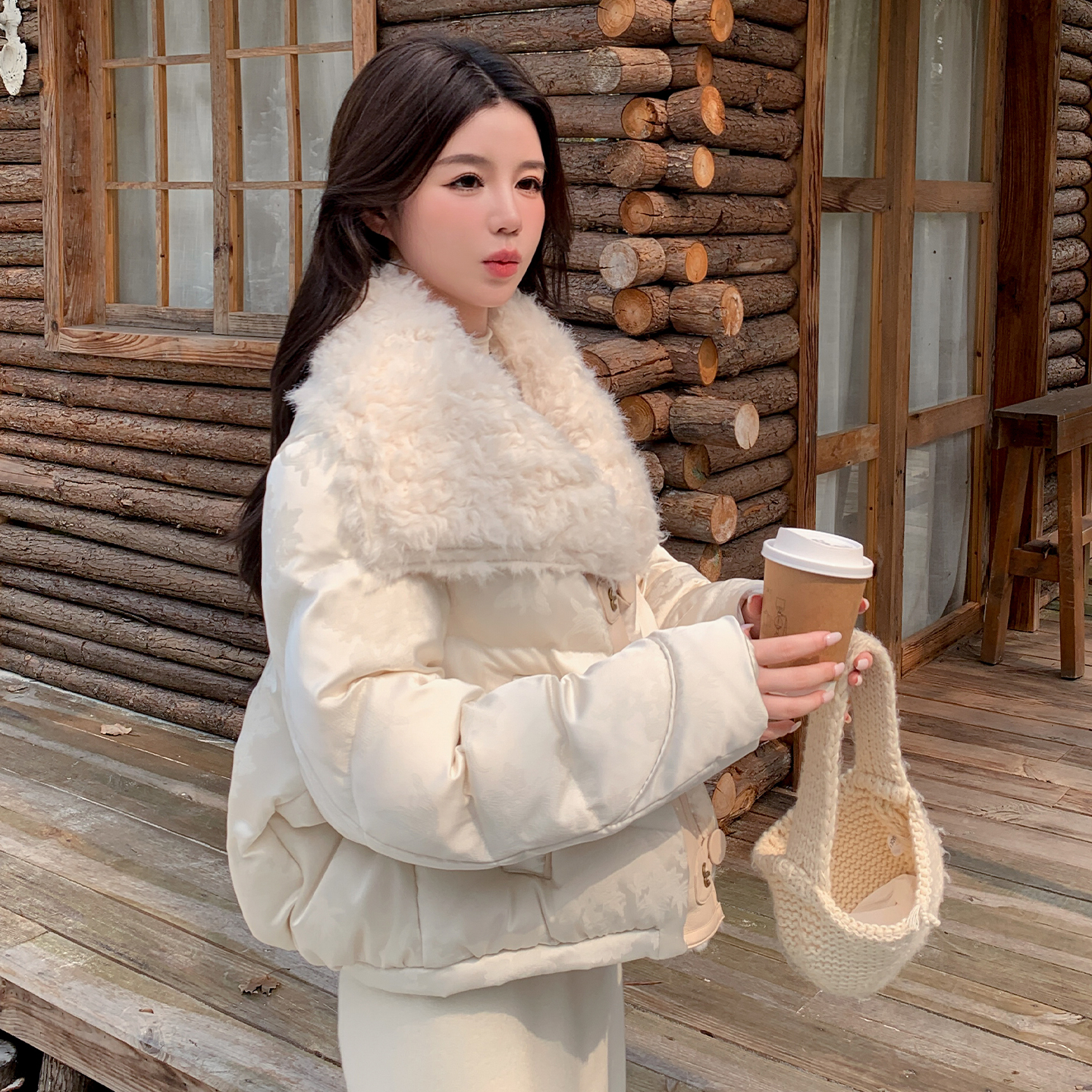 云朵泡芙短款羽绒服女2025冬季新款大毛领加厚保暖小个子加厚外套