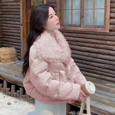 粉色毛领羽绒服女高级感洋气外套