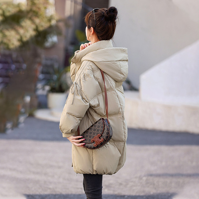 漫舞精灵韩版中长款茧型羽绒服