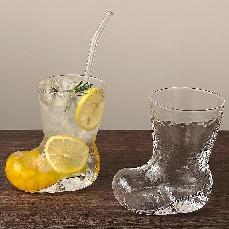 ins风网创意靴子玻璃杯透明个性果汁饮料啤酒杯潮流咖啡冷饮