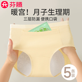 芬腾生理内裤 春季 女款 纯棉月经期姨妈防漏月子暖腹暖宫口袋卫生裤