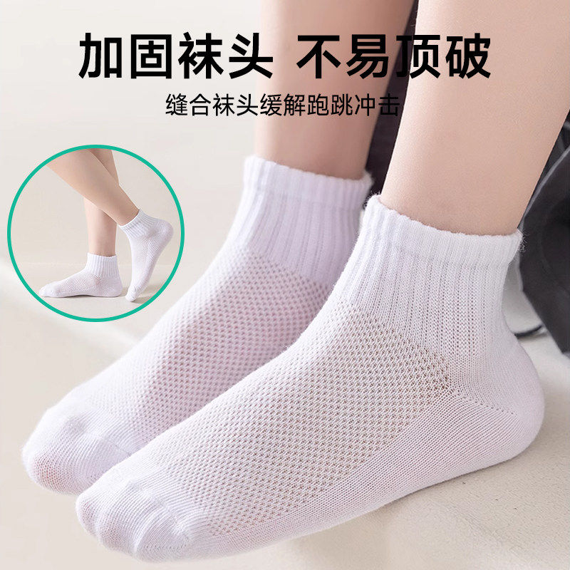 儿童袜子男童夏季薄款男童网眼透气短筒袜无骨防臭吸汗女童中筒袜