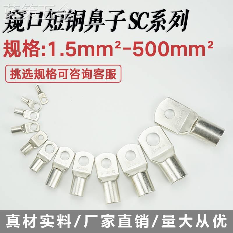 SC120-8/10/12/14/16窥口短铜鼻子铜线耳SC120平方压线鼻紫铜接头