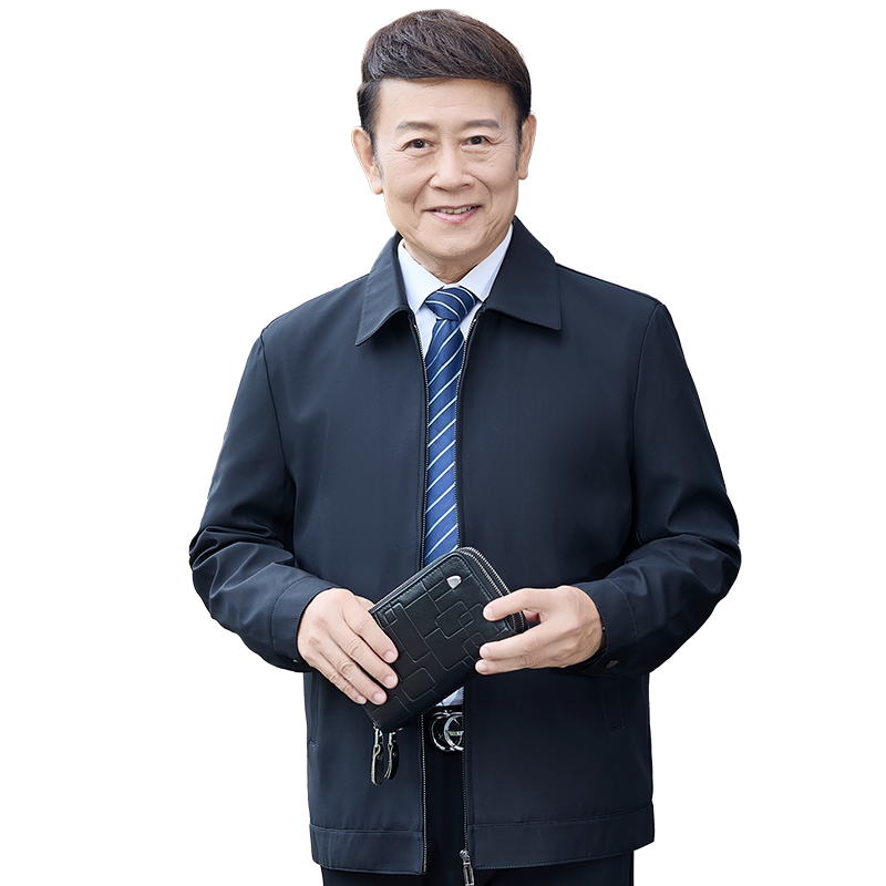 老人头翻领春秋商务休闲男士夹克