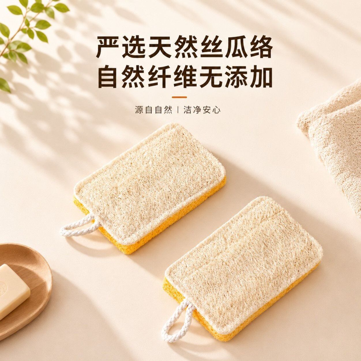 洗碗百洁布木浆棉丝瓜络二合一厨房刷双面加厚纯天然丝瓜络