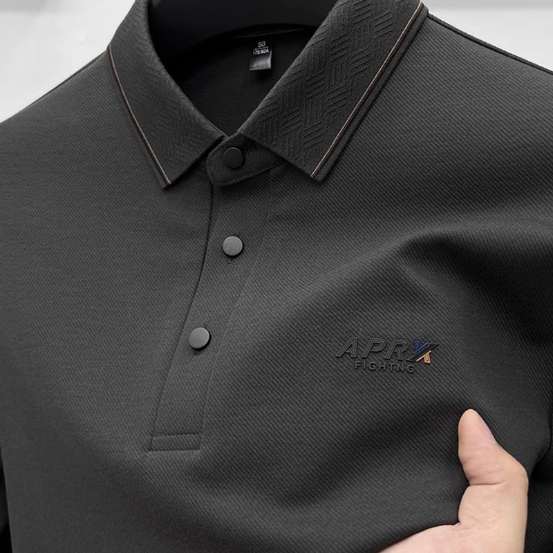 ZIQQO~软糯亲肤！超显白！秋季翻领羊毛长袖T恤男休闲大码打底衫