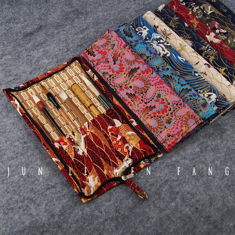 包式拉炼 炼 款毛笔帘精致印花烫金毛笔包帘纯手工笔袋高颜值可携