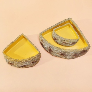 角蛙直角食盆寄居蟹三角形水盆爬虫爬宠箱仿真岩石造景蜥蜴蛇食盆