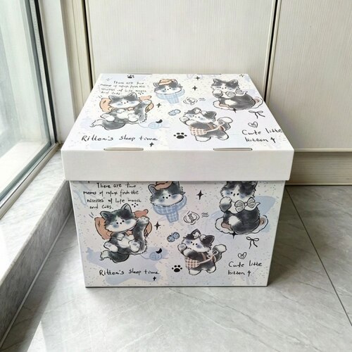 蓝色布偶猫礼物箱礼盒空盒大号生日送礼箱创意礼品盒折叠礼物空盒