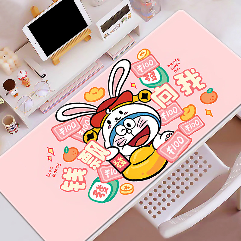 哆啦A梦鼠标垫超大办公可爱卡通蓝胖子笔记本电脑键盘垫定制桌垫