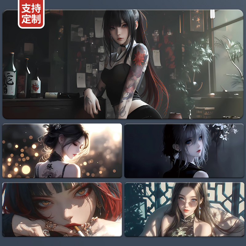 纯欲风超大号滑鼠垫动漫二次元男生电竞游戏加厚办公书桌键盘垫子