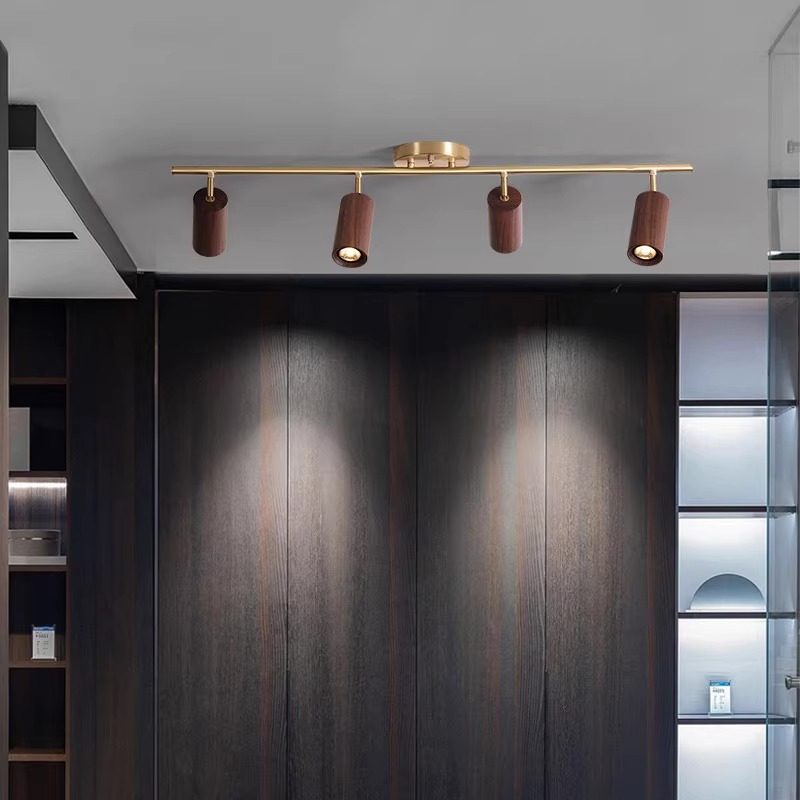 明装轨道灯led射灯胡桃木实木北欧中古风家用客厅背景墙过道筒灯,家装灯饰光源,明装射灯,淘宝优惠券,粉丝福利购,淘宝优惠卷