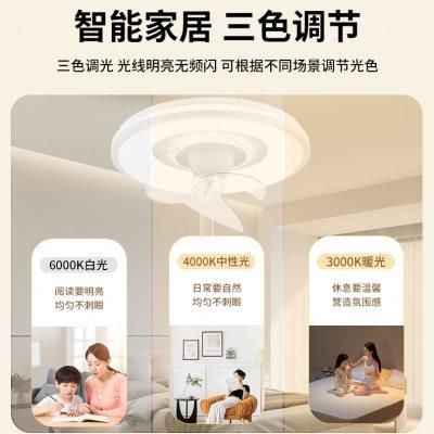 钻石牌风扇灯360°摇头卧室房间吸顶扇新款家用儿童房吊扇一体灯