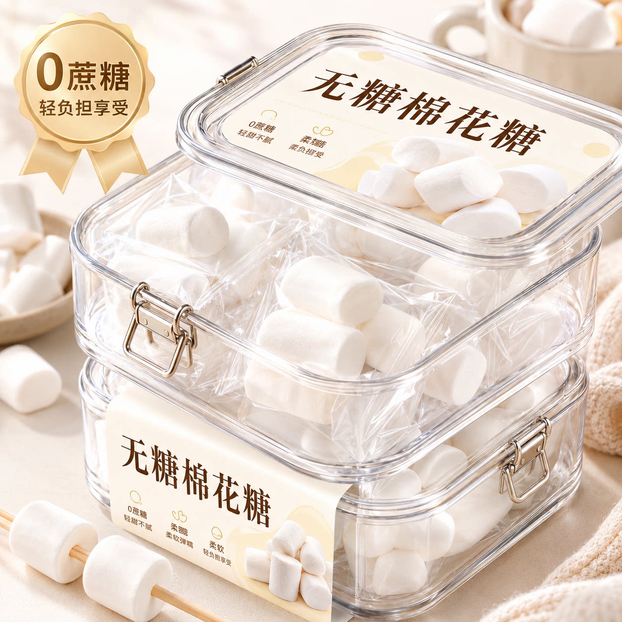 白岛儿童无添加无糖棉花糖制做雪花酥牛轧糖奶枣专用烘焙原材料