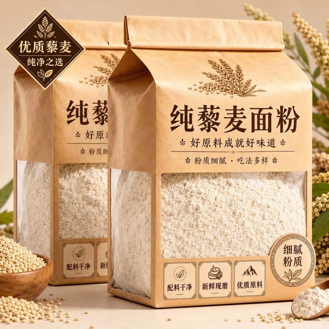 有机纯藜麦面粉官方旗舰店无添加糖无麸质糖尿人专用糖友控糖主食图片