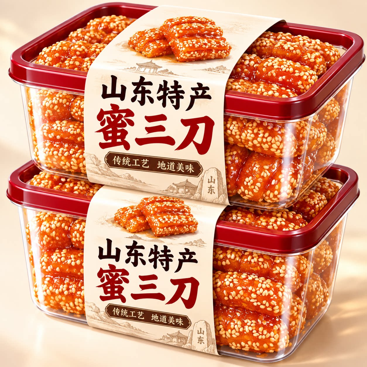 老字号！山东特产蜜三刀老式传统手工制作官方旗舰店糕点健康零食