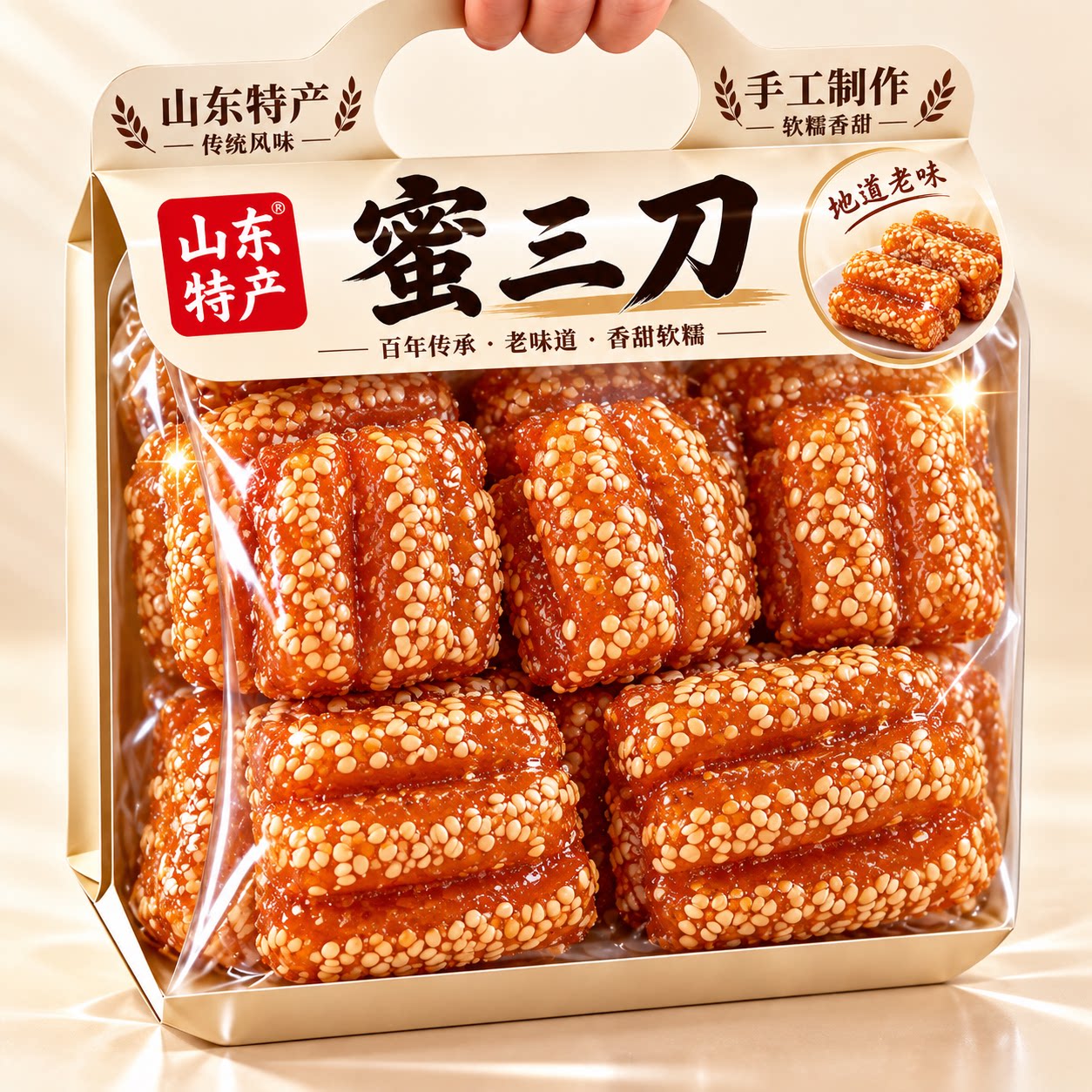 老字号！山东特产蜜三刀老式传统手工制作官方旗舰店糕点健康零食