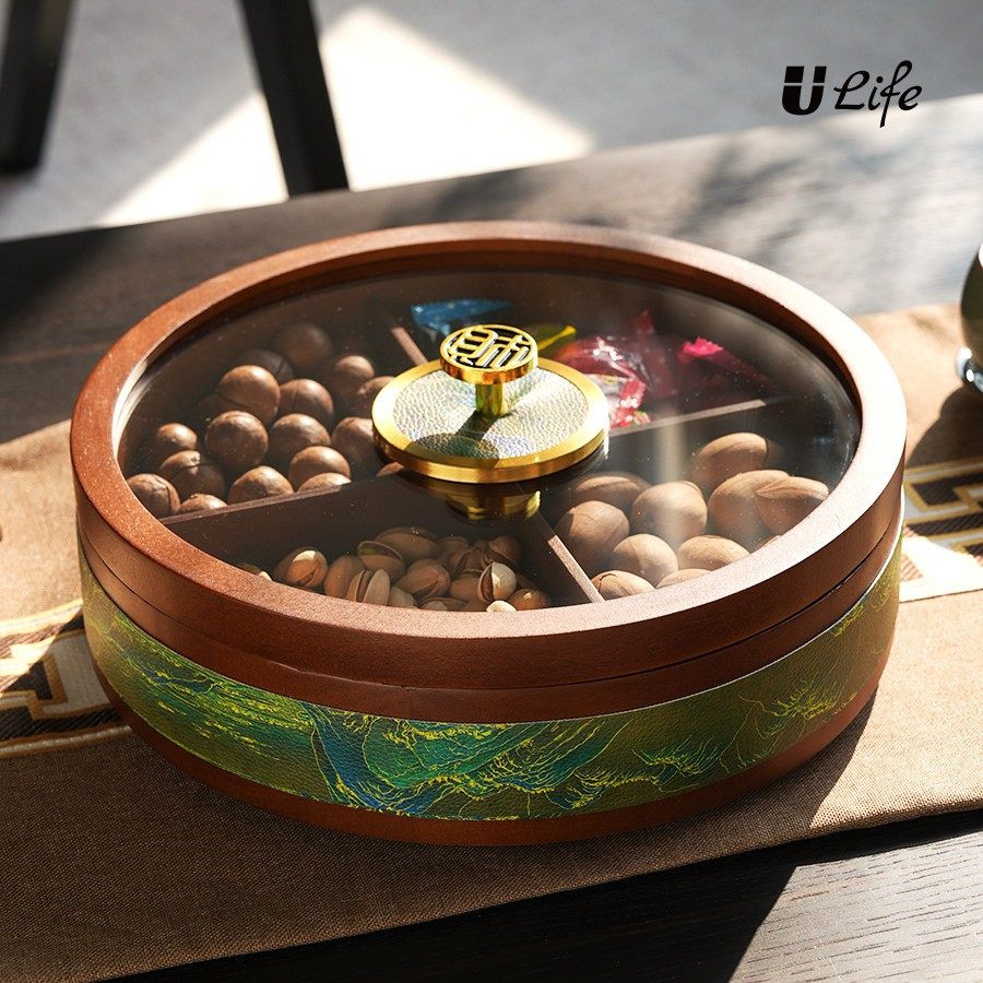 千里江山中式实木干果盘茶几零食收纳客厅高端家用果盒新年茶几盒,家居饰品,桌面摆件,淘宝优惠券,粉丝福利购,淘宝优惠卷