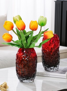 手工玻璃渐变熔岩花瓶摆件