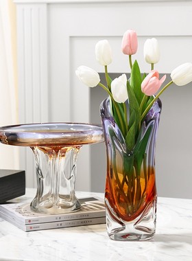 现代轻奢高级感花瓶果盘彩色可水培客厅玄关餐桌民宿花器装饰