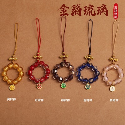 中国风灰琉璃五路财神挂饰