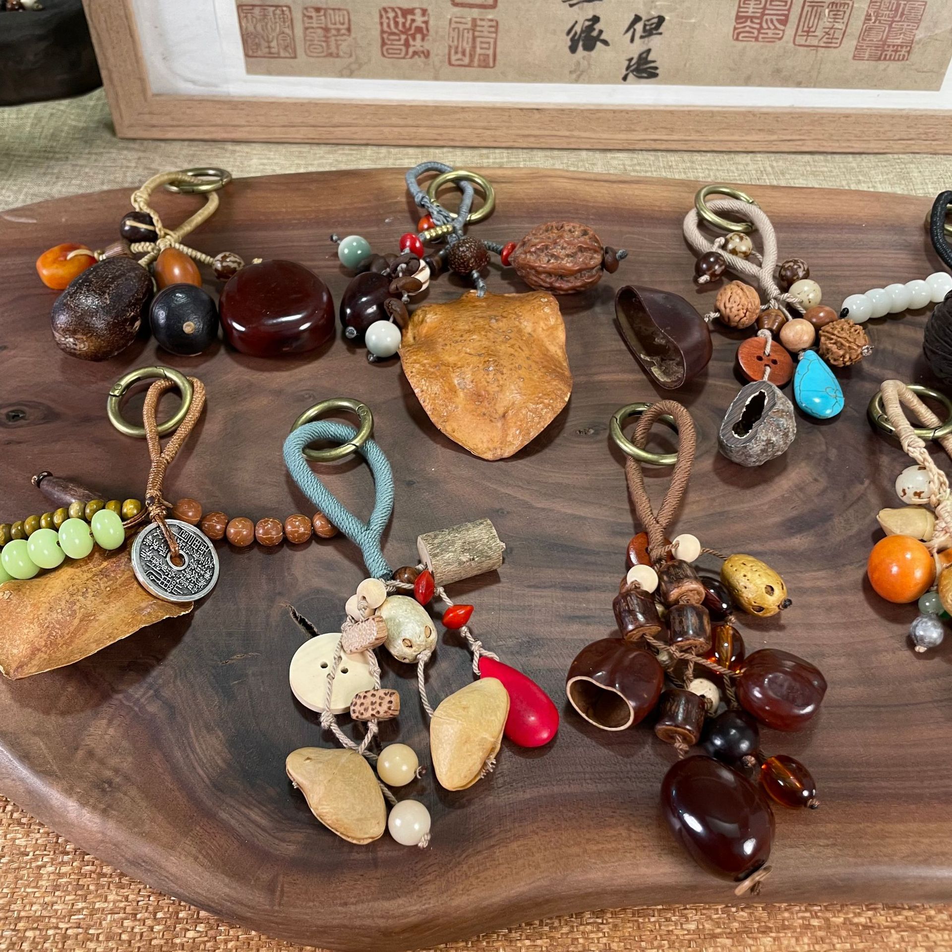 天然种子果壳手工摇铃挂件音疗