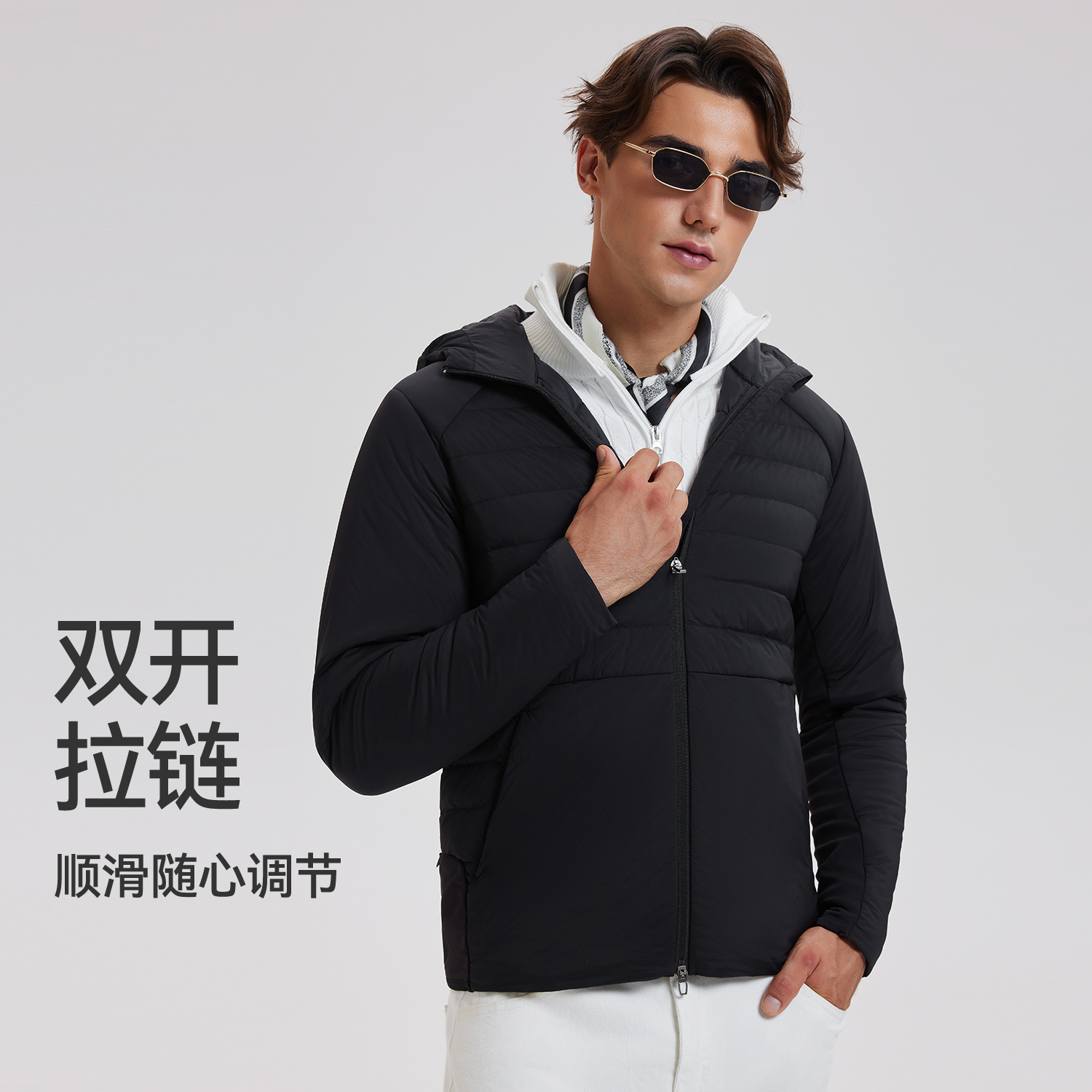 科里芙户外运动羽绒服男冬季跑步连帽短款外套鸭绒轻薄保暖健身服