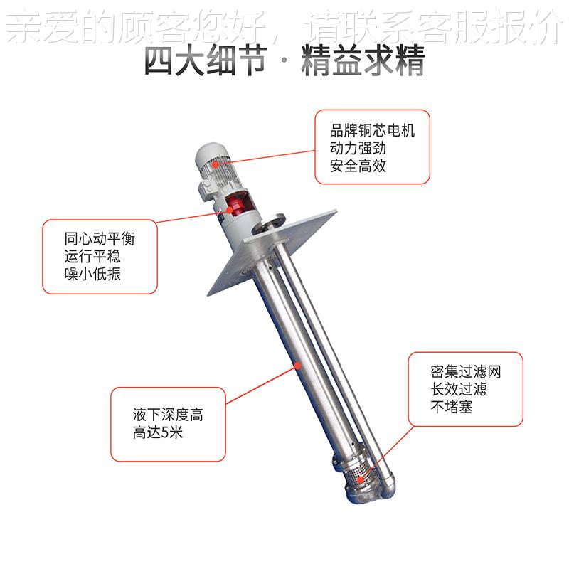 6 5JY-50耐腐耐冲磨锈HJG不钢液下泵 长杆立式排污泵反洗液泵