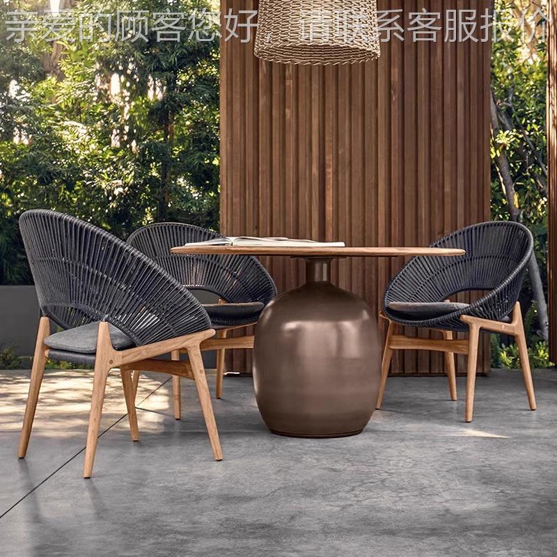 户外舒适休闲水实木发人藤编沙单别墅庭院单人（进花园阳台防组合