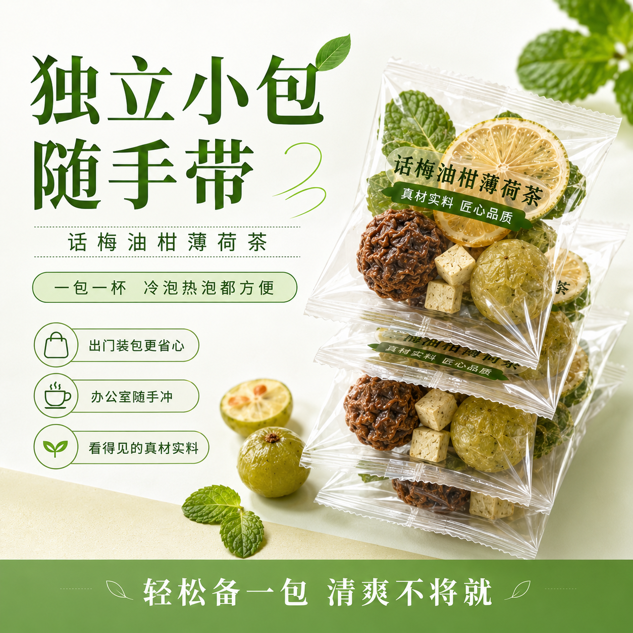 话梅油柑薄荷冷泡茶茶包花茶女养生夏日冷水冲泡饮品独立小包装袋