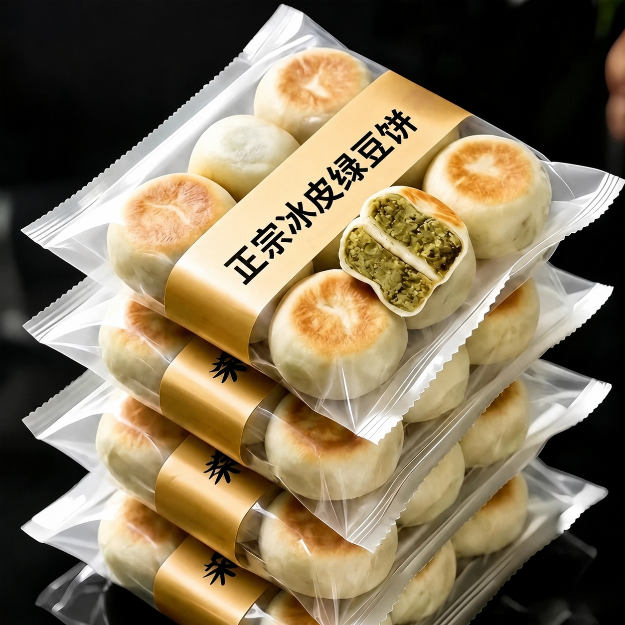 正宗潮汕冰皮绿豆饼官方旗舰店正品原味无糖无添加老式零食糕点心