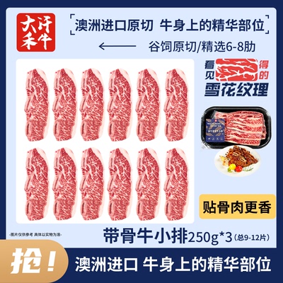 原切牛小排带骨牛仔骨谷饲雪花牛肉烧烤食材韩式烤肉家庭牛排生鲜