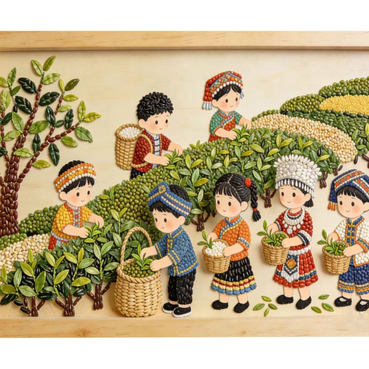 石榴籽精神DIY五谷粘贴画半成品