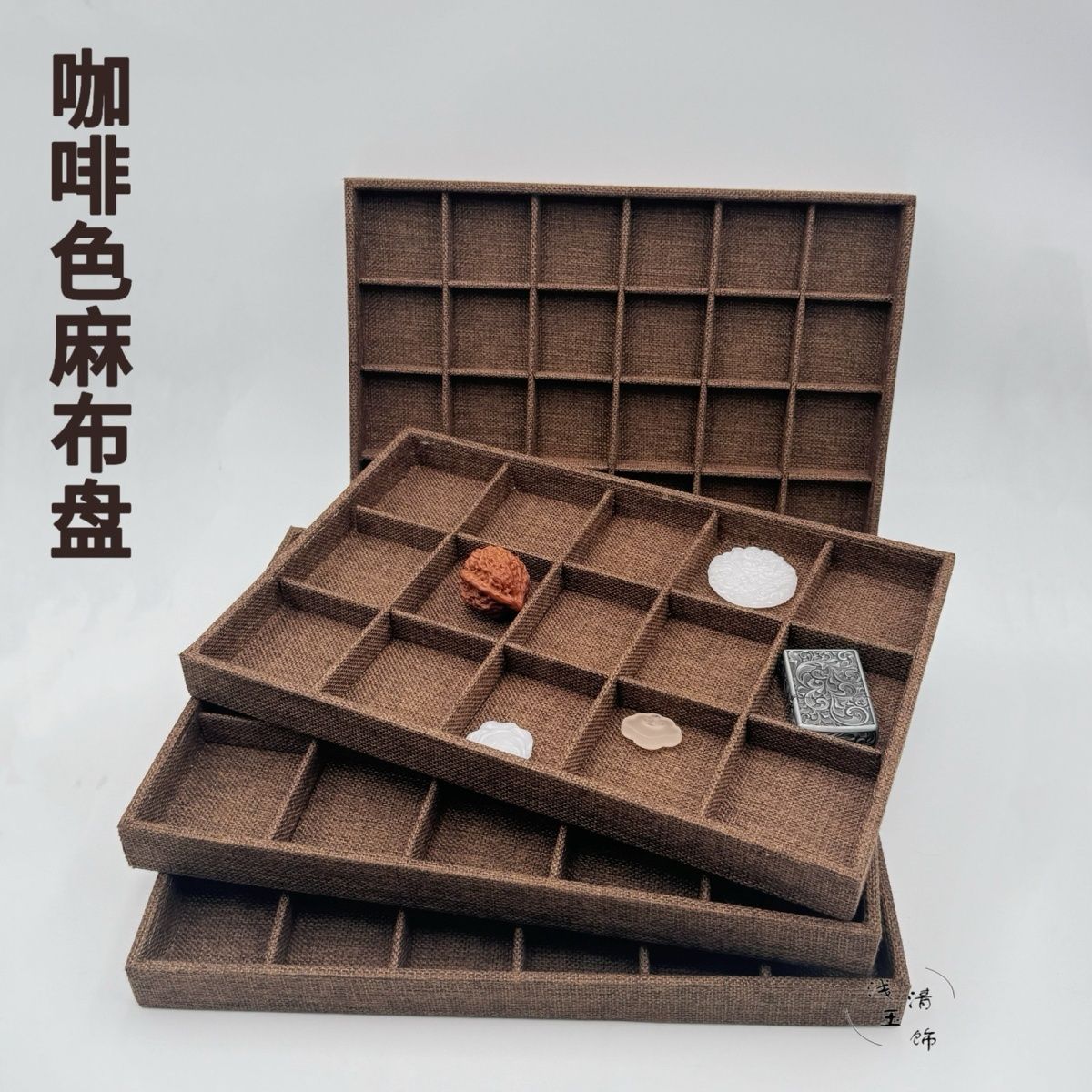 亚克力12格咖啡色首饰展示架图片
