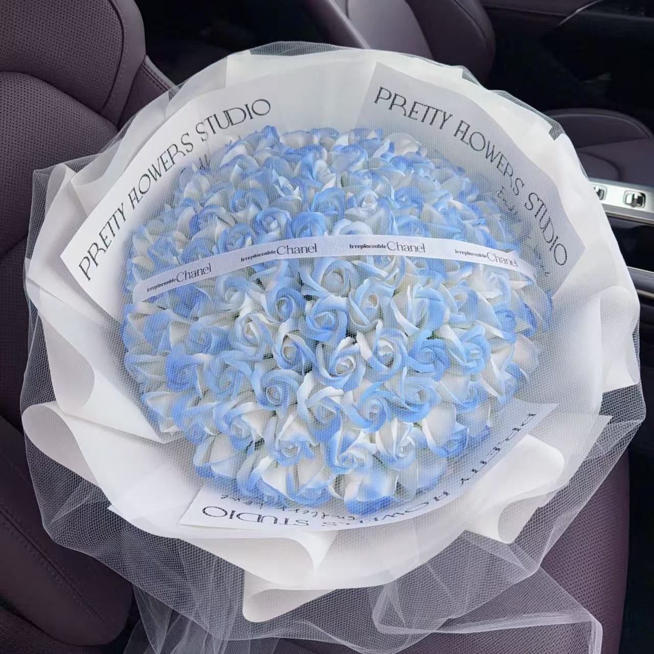 生日礼物碎冰蓝玫瑰香皂花束