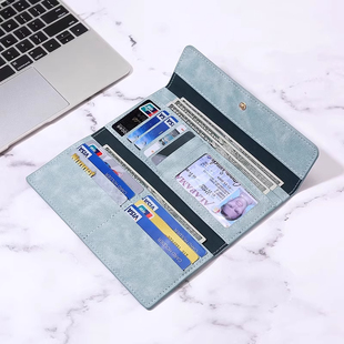 2025新款时尚简约男士长款钱包多卡位软皮钱夹多功能男女卡包一体