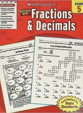 现货 英文原版 Scholastic Success with Fractions & Decimals:Grade 5 Workbook 9780545200899