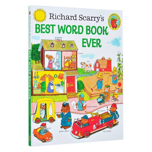 斯凯瑞词汇书 英文原版 Best Word Book Ever Richard Scarry 理查德斯凯瑞金色童书 彩色插图儿童启蒙认知绘本 精装 进口书