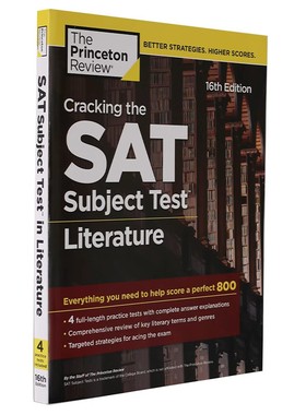 Cracking the SAT Subject Test in Literature, 16th Edition 英文原版 美国学术能力评估测验 文学学科试题解析 进口教材辅导