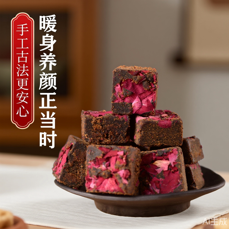 黑糖正宗云南古法纯正手工玫瑰老红糖块食用纯甘蔗红糖姜茶大姨妈